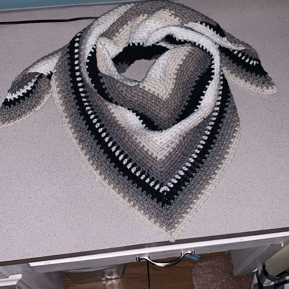 CROCHET Cookies and Creme’ Triangle Scarf/Shawl